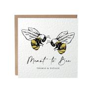 Meant To Bee Personalised Square Card - Valentine's Day Anniversary Vintage Love Couple Husband Wife Boyfriend Girlfriend Personalised/Blank Message Kraft Envelope (Personalised Message)