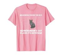 Meanwhile Inside The Box Funny Schrödinger's Cat T-Shirt, Men, Pink, Medium