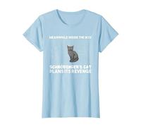 Meanwhile Inside The Box Funny Schrödinger's Cat T-Shirt, Women, Baby Blue, Medium