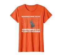 Meanwhile Inside The Box Funny Schrödinger's Cat T-Shirt, Women, Orange, Small