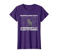 Meanwhile Inside The Box Funny Schrödinger's Cat T-Shirt, Women, Purple, Large