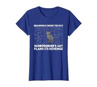 Meanwhile Inside The Box Funny Schrödinger's Cat T-Shirt, Women, Royal Blue, X-Large