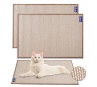 Mearrcgo Cat Scratcher Mat [2-Pack] - 60 X 40 CM Cat Scratching Mat Woven from Bamboo, Wear-Resistant, No Crumbs, With Magic Stickers and Spiral Nail to Protect Sofa, Floor, Wall, Window