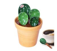 Measure Spoons - 4 Pieces Ceramic Cactus with Storage, Small Measuring Spoons Kitchen Gadgets | for Home Apartment Farmhouse Restaurant Bakery Liquid Powder Salt Flourl