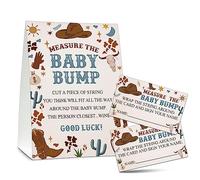 Measure the Baby Bump Baby Shower Game Set, 1 Standing Sign with 50 Guessing Cards, Boho Wild West Gender Reveal Party Decorations Supplies - C05