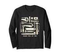 Measure Twice Cut Once Retro Carpenter Woodworker Tools Long Sleeve T-Shirt