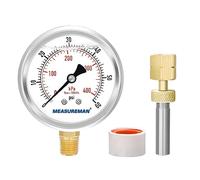 MEASUREMAN 0-60psi/kpa Liquid Filled Pressure Gauge with Brass Gauge Adaptor 1/4NPT Female，2-1/2 OAL x 1-2/5" x 1/8" Probe with Stainless Steel Sheath，Pressure Test Kit