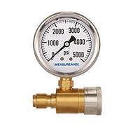 MEASUREMAN 2-1/2" Pressure Washer Pressure Gauge Kit 3/8 Inch Quick Connect 0-5000 PSI Glycerin Filled