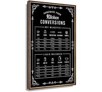 Measurement Conversion Chart Poster Food Painting Wall Art Vertical Canvas Print Decoration Knowledge Poster for Kitchen Wall Decor Pictures Vintage Framed Artwork Framed Size 16x24 inch(40x60cm)