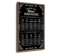 Measurement Conversion Chart Poster Food Painting Wall Art Vertical Canvas Print Decoration Modern Knowledge Poster for Kitchen Conversions Wall Decor Pictures Vintage Framed Artwork Framed Size