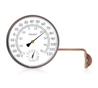 MEASURETOOL Dial 6" Brass Swivel Thermometer Indoor Outdoor Thermometer with Large Display for Home, Patio, and Greenhouse, Window Thermometer with Humidity (6inch thermo&hygrometer)