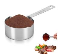 Measuring Cup, 1/2 Stainless Steel Measure Spoon Cups with Scales Storage Rings Dual Pour Mouth Scoop Kitchen Supplies(1/2 Measuring Cup)