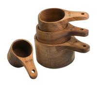 Measuring Cup Set, 4PCS Wooden Measuring Cups, Stackable Kitchen Measure Tool with Handle and Hanging Hole Measurements Set for Baking Cooking