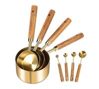 Measuring Cup Spoon Set - Stainless Steel Measuring Tools, Wooden Handle Design, Stackable Tablespoon, Teaspoon, Precise Portion Set, Accurate Ingredient Measurement for Baking and Cooking in the