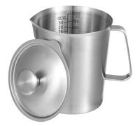 Measuring Cup Stainless Steel Pitcher 32 Oz With Lid, Dual-Scale Milk Frothing Jugs, For Machines, Latte Art, Hot And Cold Drinks
