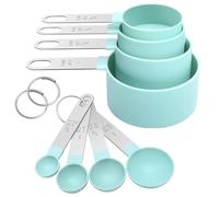 Measuring Cups and Spoons Set, 8-Piece Measuring Cups for Baking with Stainless Steel Handle, 4 Teaspoon and 4 Tablespoon Nesting Measure Cups for Dry and Liquid Ingredients(8-Green)