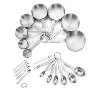 Measuring Cups and Spoons Set of 21 Piece in 18/8 Stainless Steel, Heavy Duty 8 Measuring Cups, 7 Measuring Spoons, 1 Leveler & 5 Mini Measuring Spoons Ideal for Dry and Liquid Ingredients