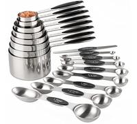 Measuring Cups and Spoons Set Stainless Steel Includes 8 Heavy Duty Measuring Cups 8 Double Sided Magnetic Measuring Spoons and 1 Leveler for Dry and Liquid Ingredients