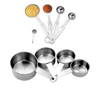 Measuring Cups Sets and Measuring Spoons Sets,8 Pieces Stainless Steel Measure Spoon and Cup for Baking, Cooking (Eight - 8 Pcs)