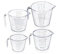 Measuring Jug Set of 4 for Kitchen, Lychico BPA Free Liquid Nesting Stackable Measuring Cups with Spout and Handle, Plastic Jugs 150ML / 300ML / 600ML / 1000ML with Ml Oz Cup Measurement