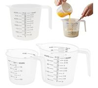 Measuring Jugs Set of 3 - 1L, 500ml & 250ml - Kitchen Measuring Jug for Cooking & Baking -Clear Measuring Cup with Handle Jugs with Easy-to-Read Measurements, Stackable & Easy-Pour Design