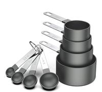 Measuring Spoon, 8 Sets 8 Size Plastic Measuring Cup for Baking and Cooking Scale Measurement Quantitative Key (black)
