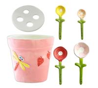 Measuring Spoon in Flower Shape, Ceramic Decorative Novelty Flower-like Gadgets, Cute Baking Utensils - For Baking, Coffee, Tableware, Cooking, Kitchen, Home, Home, Dining Room, Indoor, Table, Women
