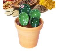 Measuring Spoon Set | 4 Pieces Ceramic Cactus with Storage | Small Measuring Spoons Kitchen Gadgets | for Powder Sugar Salt Seasoning Home Apartment Farmhouse Restaurant