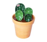 Measuring Spoon Set - Ceramic Cactus Spoons with Storage Holder, 4 Piece Kitchen Measuring Spoons, Decorative Small Scoop Set for Powder Sugar Salt | Cute Cactus Measurings Tools for Baking Cooking Se