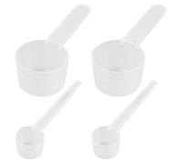 Measuring Spoon Sets, 2 pcs 40ml/20g Plastic Measuring Spoons and 2 pcs 5g Measuring Scoops with Scale for Coffee Protein Milk Powder Liquids Cosmetics Medicines, Kitchen Cooking Tools (Transparent)