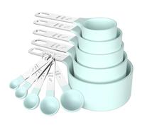 Measuring Spoons and Cups|10PCS Measuring Cups and Spoons, Clear Scale Food Grade Kitchen Set with Stainless Steel Handle Stackable & Rustproof for Baking, Cooking, Green