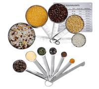 Measuring Spoons and Cups Set of 12 Premium Stainless Steel Measuring Cups with Conversion Chart, Mirror Polished Finish Leveler Measuring Cups for Baking