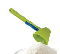 Measuring Spoons Funnel, Funnel Scoop for Powder, 2in1 Slide Scoop Measuring Funnel, No Spill Protein Powder Funnel Scooper, Powder Funnel Scoop with Longer Handle, Measuring Spoon Funnel(Green)