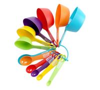 Measuring Spoons Set of 12 Plastic Nesting Kitchen Baking Tool with Clear Markings for Dry Liquid Ingredients Pet Food Scoops Colourful