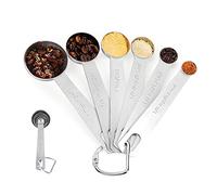 Measuring Spoons Set of 6 Stainless Steel Metal Measure Spoons for Baking Cooking Kitchen, Measuring Spoon Cup