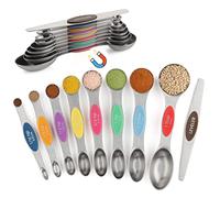 Measuring Spoons Set of 9 Magnetic Measuring Spoons Dual Sided Stainless Steel Measuring Spoons Stackable Nesting Tablespoon Teaspoon, Fits in Spice Jars, for Dry or Liquid Ingredients