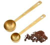 Measuring Spoons Set, OIHCAZ 2 Pcs Gold Stainless Steel Measuring Spoons with Long Handle, Precision Kitchen Metal Teaspoon Approximate Measure Coffee Milk Powder Flour Seasonings
