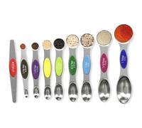 Measuring Spoons Sets of 8, Magnetic Measuring Scoop, Dual Sided Teaspoon Measure for Liquid & Dry Ingredients, Magnet Tablespoon with Scale and Leveler, Fits Most Spice Jars for Cooking Baking Tools