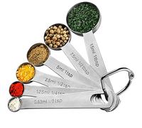 Measuring Spoons Sets Stainless Steel Teaspoons Set of 6 Measure Scoop Tablespoons, Engraved Scale Spoon for Liquid & Dry Ingredients, Kitchen Utensils for Baking Measurements, Fit in Spice Jars