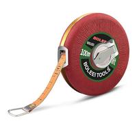 Measuring Tape Reels 100m, Heavy-Duty Closed Reel with Nylon Coating, Retractable Long Measuring Tape for Contractors and DIY with High-Impact Case red 30M
