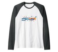 Measuring Up to 2039: Future Tech Timeline Infographic Raglan Baseball Tee, Men, Dark Heather/White, S