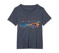 Measuring Up to 2039: Future Tech Timeline Infographic T-Shirt, Women's Plus, Heather Blue, 2X