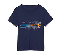Measuring Up to 2039: Future Tech Timeline Infographic T-Shirt, Women's Plus, Navy, 3X