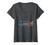 Measuring Up to 2039: Future Tech Timeline Infographic V-Neck T-Shirt, Women, Dark Heather Grey, S