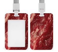 Meat Beef ID Badge Holder Name Card Holders Photocard Case with Lanyard for Teacher Nurse Office