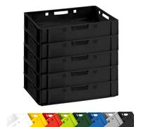 Meat Box E1 60 x 40 x 12.5 cm Black Euro Box Stacking Box Set of 5 | BURI Butcher box made in Germany, food-safe, stackable and robust as a storage box for catering and household