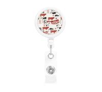 Meat Butcher Pattern, Retractable Badge Holder,Badge Reels Holder with ID Clip Alligator Clip