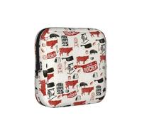 Meat Butcher Pattern, Sanitary Pad Storage Bag, Pad Holder Bag with Zipper, Change Purse