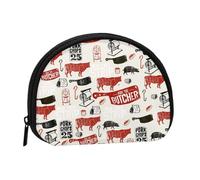 Meat Butcher Pattern, Women's Storage Bag Shell Makeup Bag Small Coin Purse Shell Change Pouch