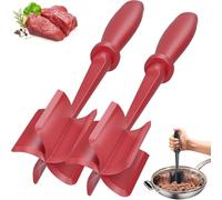 Meat Chopper,Ground Beef Masher with 5-Blade Head,Meat Chopper for Cooking,Mince Mashe,Ground Beef Tool,Versatile Kitchen Tool for Mince Mashe (2, red)